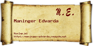 Maninger Edvarda névjegykártya
